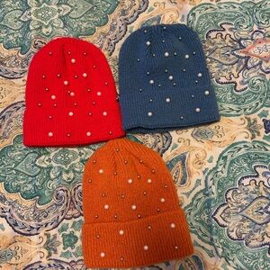 Beaded Knit Beanie  - Red, Blue, and Orange
Pick one for only $10